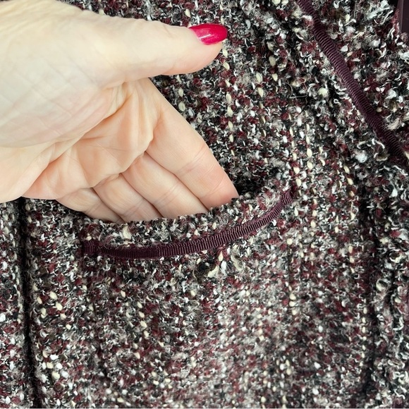 Talbots Vintage Wool Blend Snap Maroon Tweed Boucle Knit Long Sleeve Jacket - Picture 3 of 11